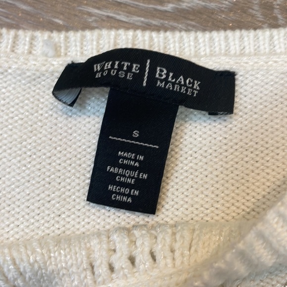 WHBM Rhinestone Embellished Wool Blend Cream Cable Knit Sweater Size Small - Picture 4 of 14